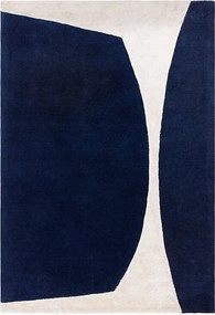 Dywan geometryczny z wełny i wiskozy - 120x170cm - granatowy, kremowy - Matrix Signature