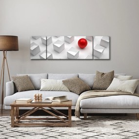 Obraz abstrakcji - sześcian z kulą (170x50 cm)