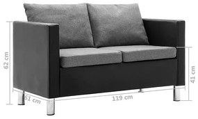 Atrakcyjna 2-osobowa sofa Karlo 2Q - czarno-jasnoszara