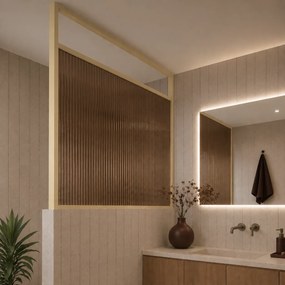 Massi Ścianka prysznicowa w różowej ramie ARTE WELLE Half szkło transparentne | Różne kolory | Różne rozmiary : Kolor - Żółty, Kolor szkła - Brązowy, Rozmiar - 80 x 160 cm