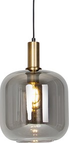 Designerska lampa wisząca czarna i złota z przydymionym szkłem - Zuzanna