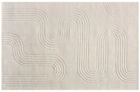 Dywan z wypukłym abstrakcyjnym wzorem ręcznie tuftowany 100% wełny - 160 x 230 cm - Kość słoniowa - LISANDRA