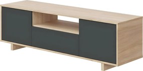 Mebel TV Zaira 3 drzwi + 1 półka na przechowywanie - Styl Design - Drewno - Wyprodukowany w Europie