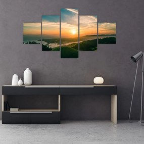 Obraz wschodu słońca nad morzem (125x70 cm)