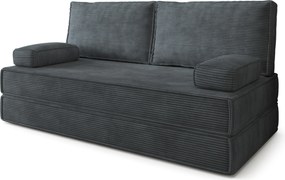 Masseno Sofa piankowa SILAR z funkcją spania, Kanapa z pianki do salonu, Bezmontażowa, Tkanina sztruksowa – Grafitowy POSO 34