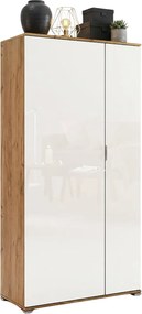 Biała szafa uchylna z półkami i drążkiem D6-F20