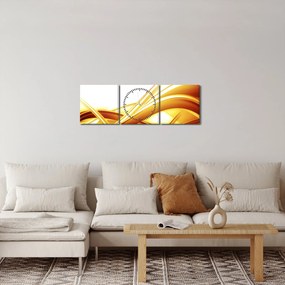 Obraz - Żółta abstrakcja (z zegarem) (90x30 cm)