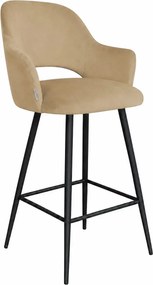 Hoker Milano krzesło barowe tkanina Welur podstawa metalowa : Kolor nogi - Czarna stożek, Kolor tkaniny - VELVET - MG06, Typ siedziska - Siedzisko obrotowe 360°