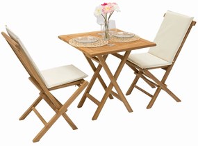 Zestaw ogrodowy z drewna tekowego FOXI BALKON II. 1 + 2 (poduszki GRATIS)