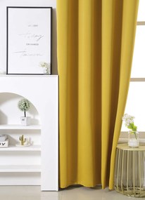 Żółta zasłona OXFORD 140x250 cm Zawieszanie: Taśma z wiązaniami