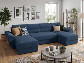 Rozkładana sofa narożna w kształcie U TAVERO 321x140 cm, ciemnoniebieska