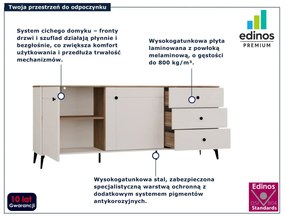 Komoda kaszmirowa na nóżkach z blatem dąb castello E4-D85