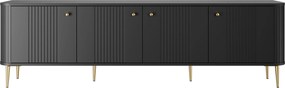 Szafka RTV Vesper 4D 187 cm - czarny / złote nogi