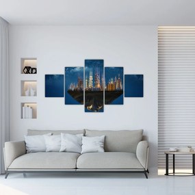 Obraz - Wielkie miasto unoszące się w kosmosie (125x70 cm)