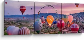 Obraz - Balony na ogrzane powietrze (z zegarem) (90x30 cm)