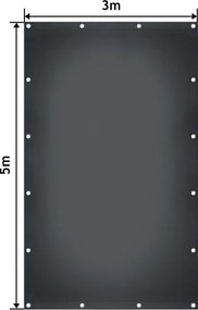 Plandeka JAGO 650 g/m², aluminiowe oczka, antracyt, 3x5 m