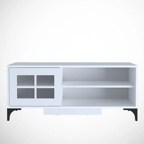 Stojak pod telewizor – 125 cm x 54 cm x 42 cm – Biały – Płyta wiórowa pokryta melaminą