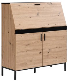 Sekretarzyk z 2 szafkami - MDF - Kolor naturalny i czarny - MALEDA