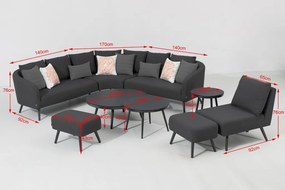 Doppler MELIA LIKA-TEX® ogrodowy zestaw wypoczynkowy antracyt