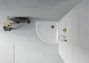 Mexen Flat brodzik półokrągły slim 70 x 70 cm, biały, syfon złoty - 41107070G
