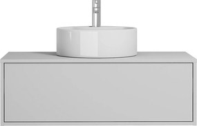 Szafka łazienkowa wisząca  biała z okrągłą umywalką - 94 cm - TEANA II