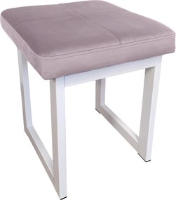 Taboret SOLID tkanina Welur stelaż metalowy STOŁEK LOFT : Kolor Stelaża - Biały, Kolor tkaniny - VELVET - MG55, Typ tkaniny - Velvet, Wysokość - 45 cm