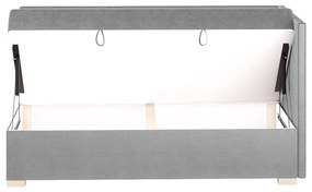 Szare narożne łóżko dziecięce ze schowkiem i materacem 90x200 cm Flexi – Ghado