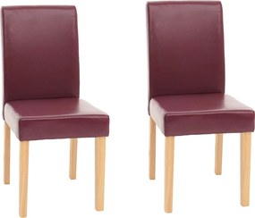 Zestaw 2 krzeseł do jadalni Littau ze sztucznej skóry, imitacja skóry, czerwony, jasne nogi