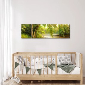 Obraz - Wierzba nad jeziorem, obraz olejny (170x50 cm)