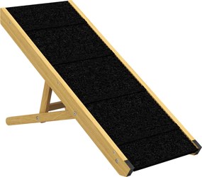 PawHut Rampa dla Zwierząt, Regulowana, 4-stopniowa, Antypoślizgowa, Składana, Drewno Sosnowe, dla Psów do 15 kg