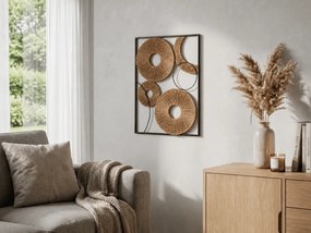 Dekoracja ścienna CIRCLES metalowa 48x68 cm, brązowa