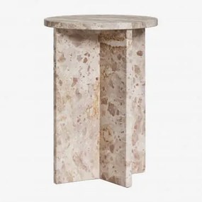 Zestaw 2 Okrągłych Stolików Nocnych Ø35 Cm Z Marmuru Mencia Naturalne Kolory Marmuru - Sklum