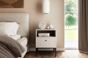 Szafka nocna Lorini z szufladą 45 cm - kaszmir / czarny uchwyt / stelaż