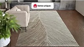 Dywan z wypukłym wzorem ręcznie tkany 100% wełny - 160 x 230 cm - 2200g/m2 - Kość słoniowa - SERAPHINA