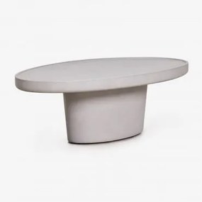 Owalny Stolik Kawowy Do Ogrodu 110x60 Cm Z Cementu Darwys Sand Grey - Sklum