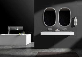 Podwójna umywalka wisząca BA8013 z odlewu mineralnego