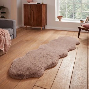 Jasnobrązowy syntetyczny chodnik 60x180 cm Super Teddy – Think Rugs
