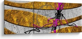 Obraz abstrakcji (z zegarem) (90x30 cm)