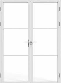 Dwuskrzydłowe odwracalne drzwi aluminiowo-szklane z hartowanego szkła - 2 x W204 x S93 cm - Białe - MASERU