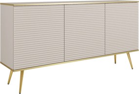 Komoda w stylu glamour w kolorze beżowym z nóżkami złotymi, 160 x 85 x 39