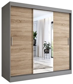 Szafa przesuwna antracyt + dąb sonoma 200 cm - Massi 6X