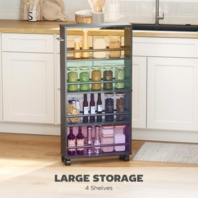 HOMCOM Półka wielofunkcyjna na kółkach, smukły design, 4 przegrody, 45x15x91 cm, czarny | Aosom PL