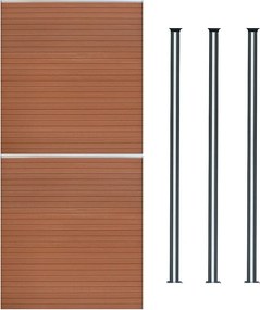 Panel ogrodzeniowy kompozytowy x 2 i słupki LED 6 stóp x 11,5 stopy - brązowy