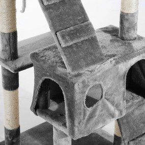 PawHut Drapak dla kota 170cm z domkiem i platformami do wypoczynku Sizalowy słupek Szary | Aosom PL