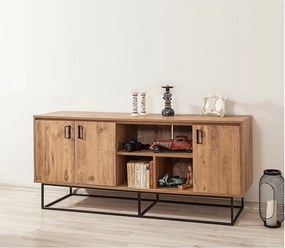 Nowoczesna komoda – 180 x 80 x 40 cm – Sosna Atlantycka i Czarny – Melamina