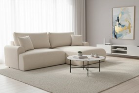 Narożnik tapicerowany ACILIA 260x150 cm bezowy z funkcją spania beżowy z pojemnikiem
