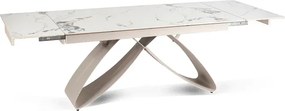 Stół Rozkładany Prostokątny LUIGI 160-240 cm Ceramiczny Biały Marmur/Kaszmir do Jadalni Nowoczesny