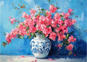 Obraz na szkle - Wazon z różowymi kwiatami (70x50 cm)