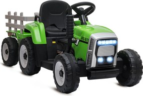 HOMCOM Elektryczne Auto dla Dzieci, Traktor z Przyczepą i Pilotem, Maksymalna Prędkość 6 km/h, Zielony + Czarny | Aosom PL