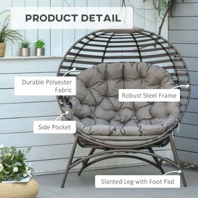 Krzesło skladane krzesło ogrodowe do pracy w domu na dwoje z poduszką i koszem | Aosom PL